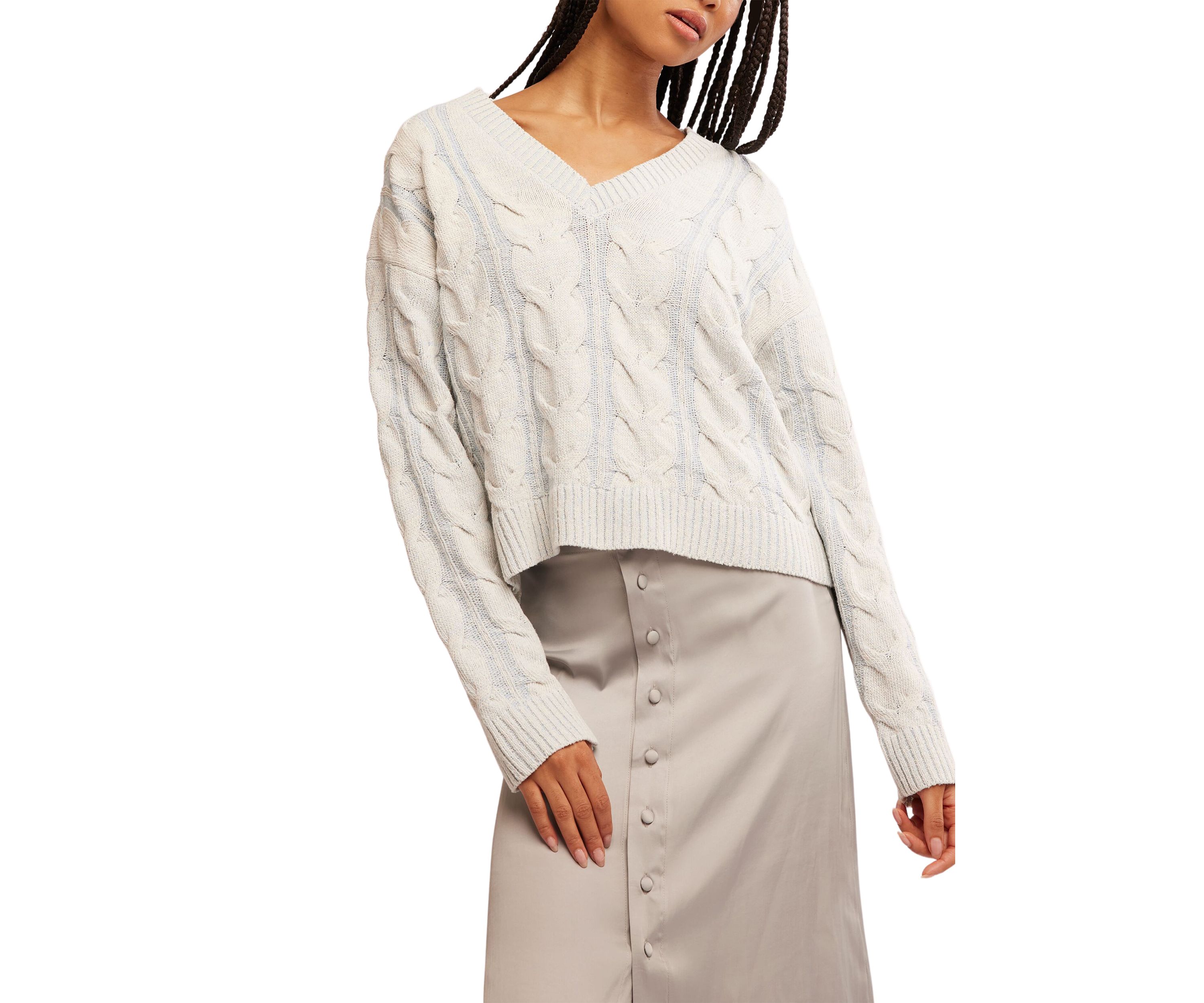 Washed Cable Knit Sweater