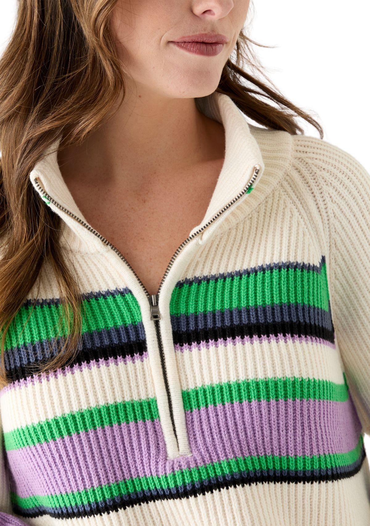 Striped Greta Half Zip Pullover