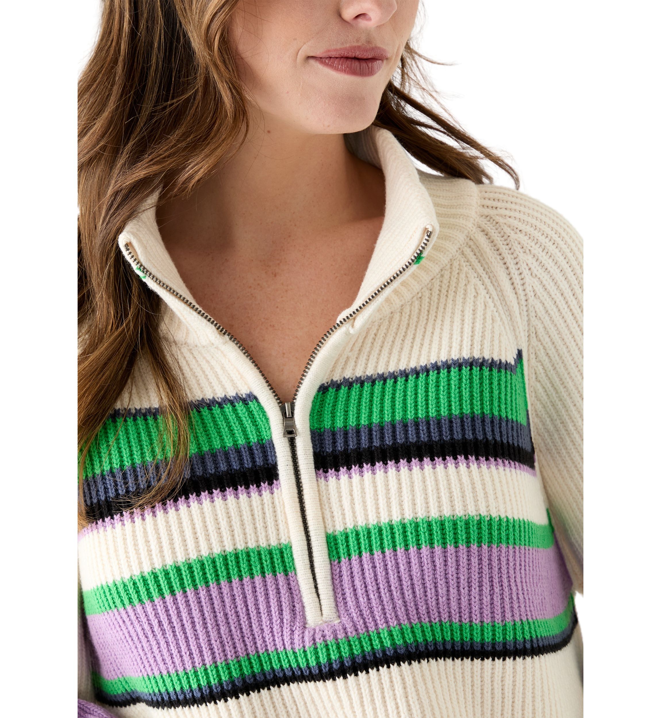 Striped Greta Half Zip Pullover