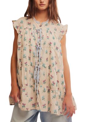 Free People Women's Sundown Print Tunic Dress, Ivory, Small