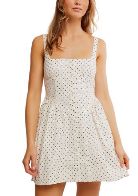 free people brown and white polka dot dress Printed Astrid Mini in Ivory Size:Custom (0-12 US, 32-44 EU)
