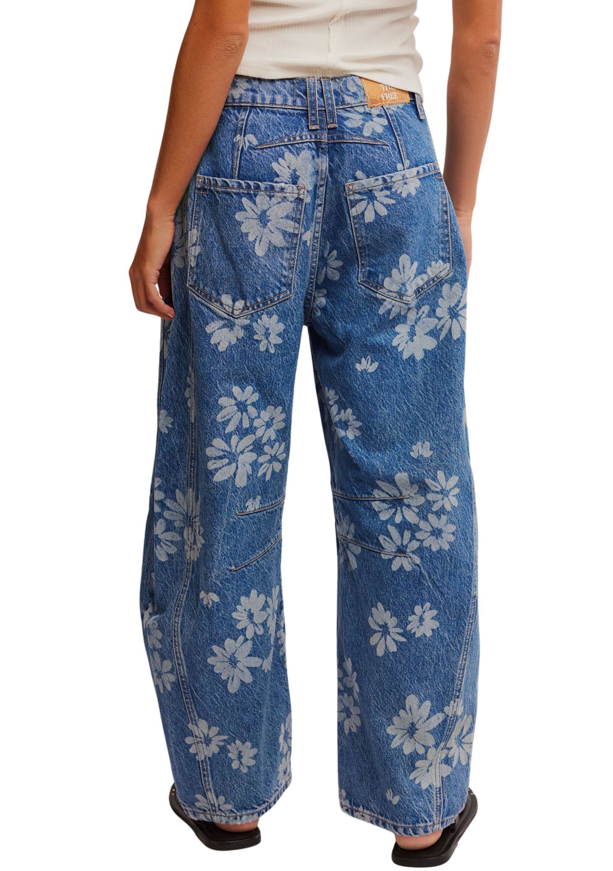 We The Free Good Luck Printed Barrel Jeans