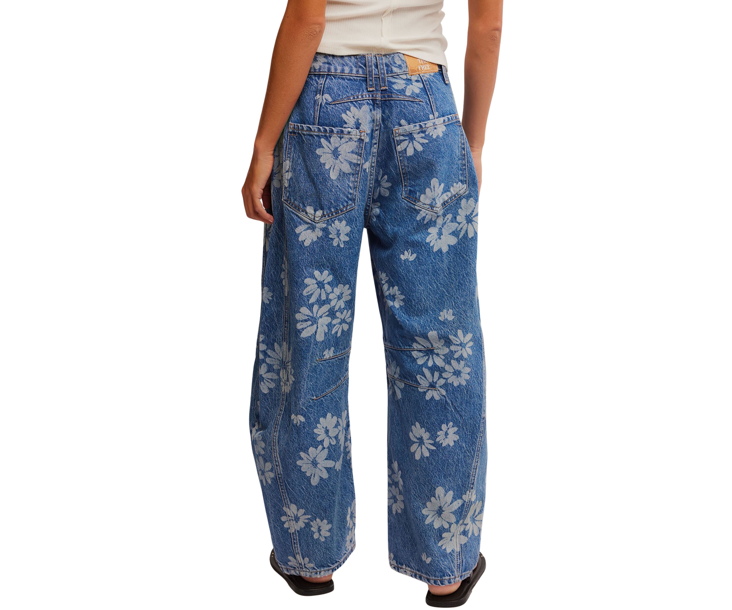 We The Free Good Luck Printed Barrel Jeans