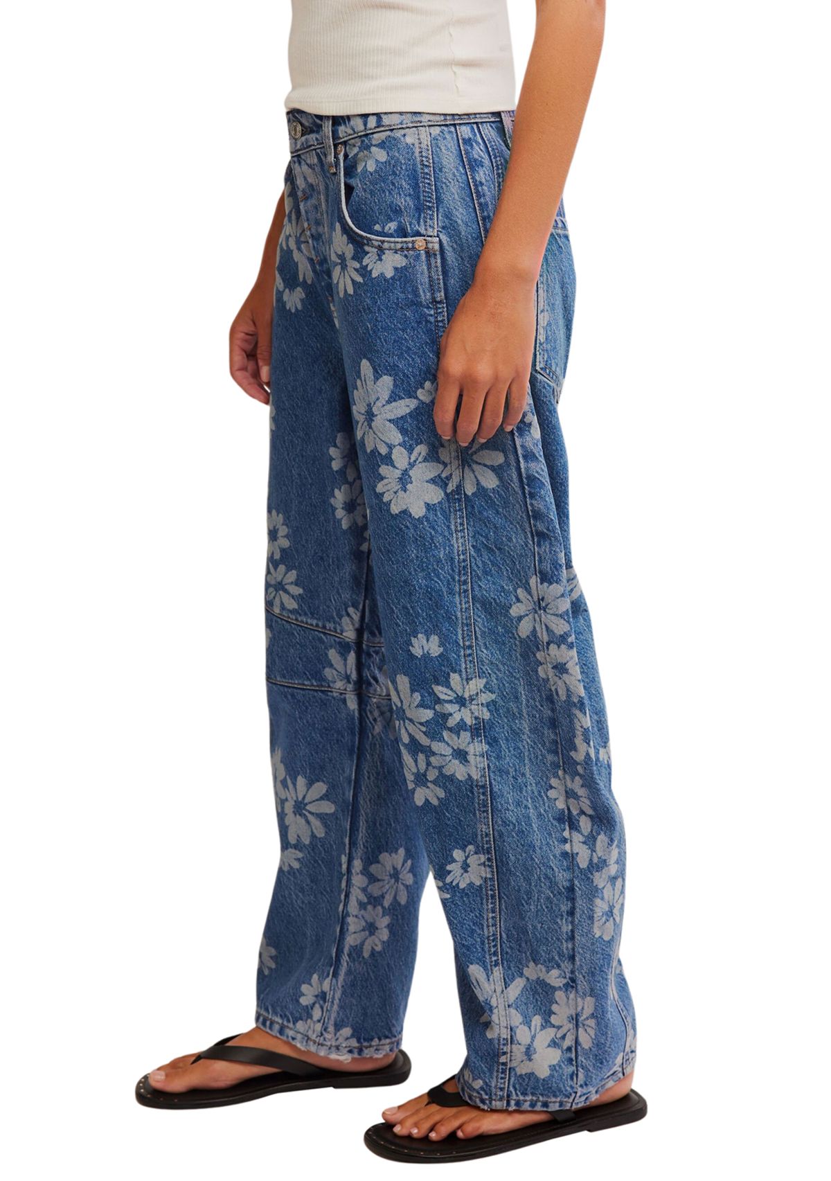 We The Free Good Luck Printed Barrel Jeans