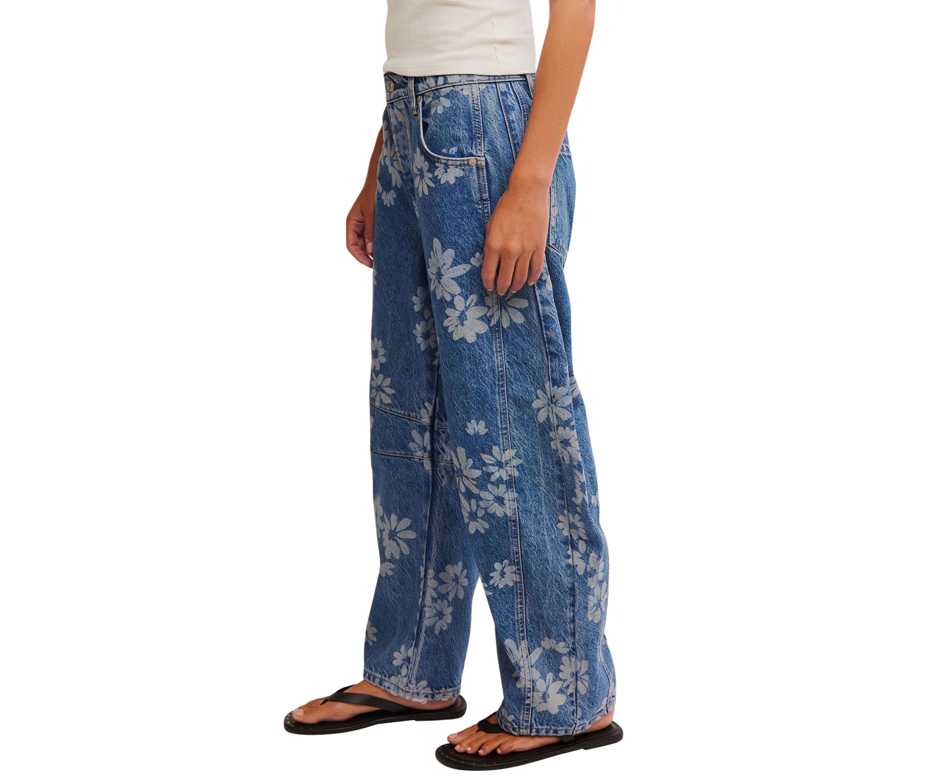 We The Free Good Luck Printed Barrel Jeans