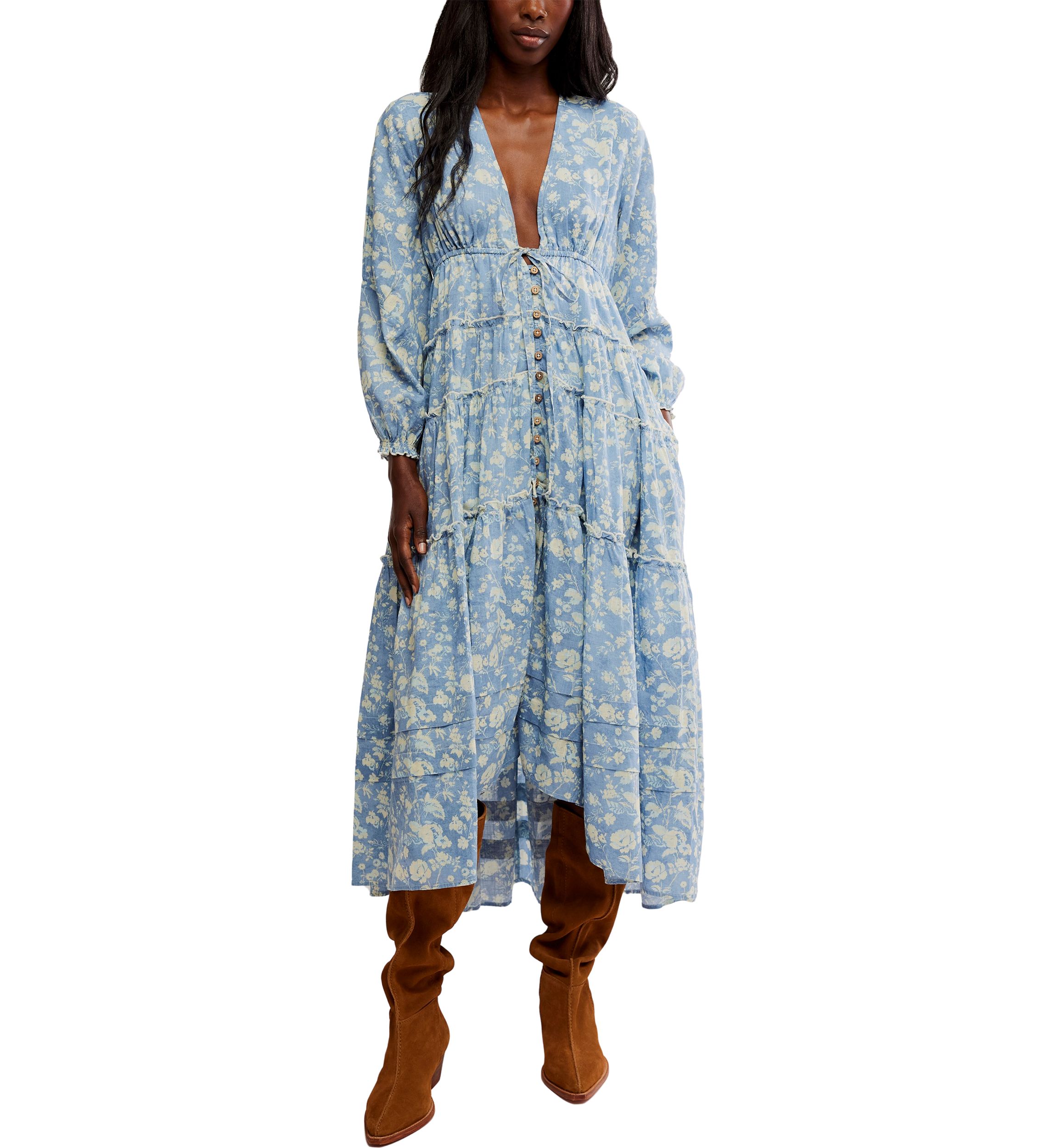 free people pappiet midi dress Dress/Rose Combo this dress exudes effortless style Free People Pappiet Midi Dress/Bluebell