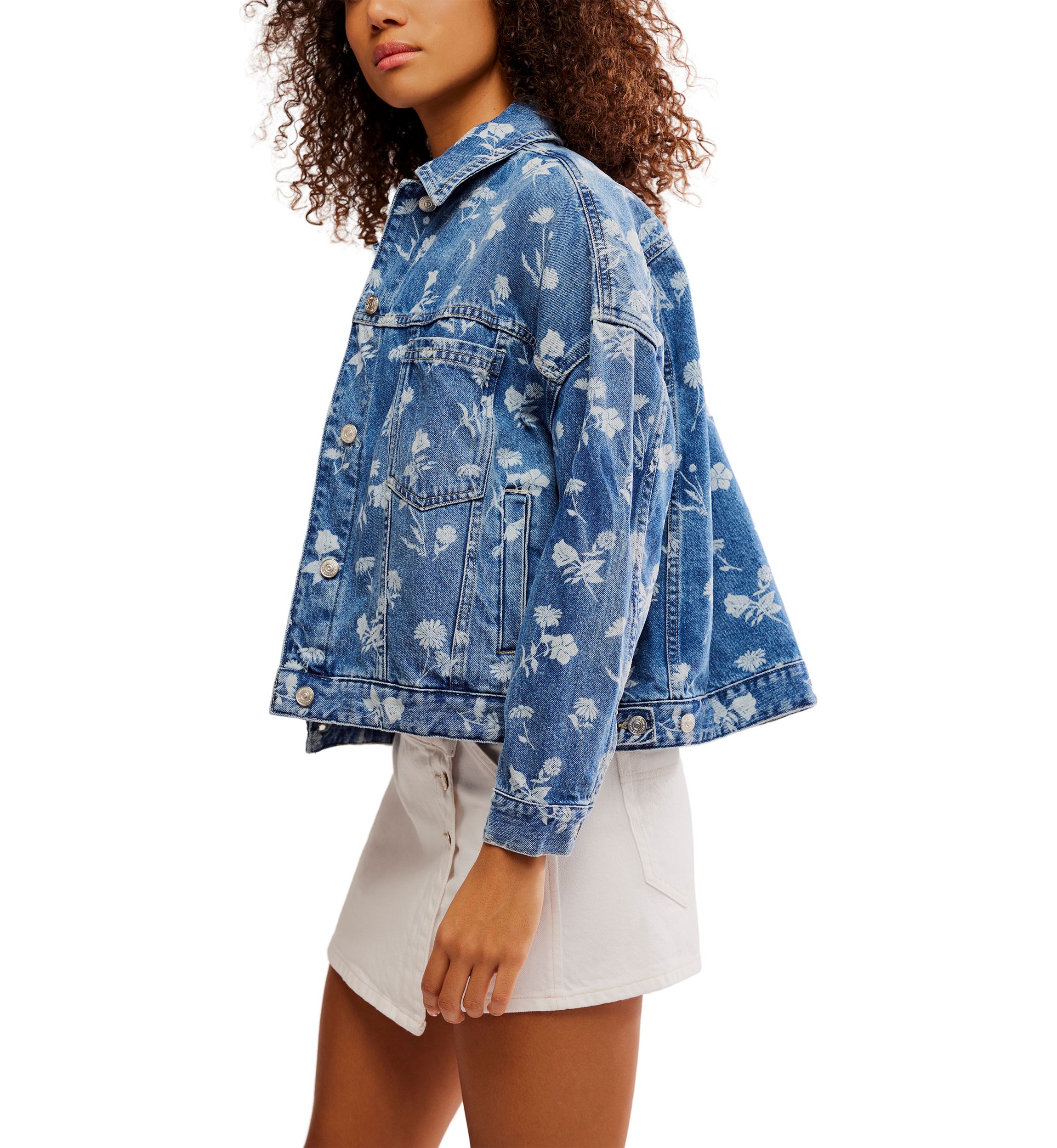 We The Free Opal Swing Floral-Printed Denim Jacket
