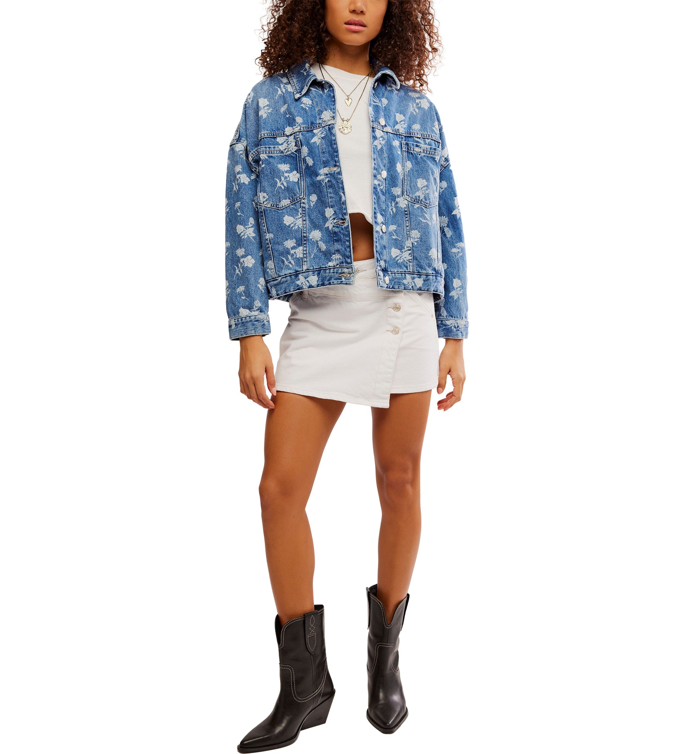 We The Free Opal Swing Floral-Printed Denim Jacket