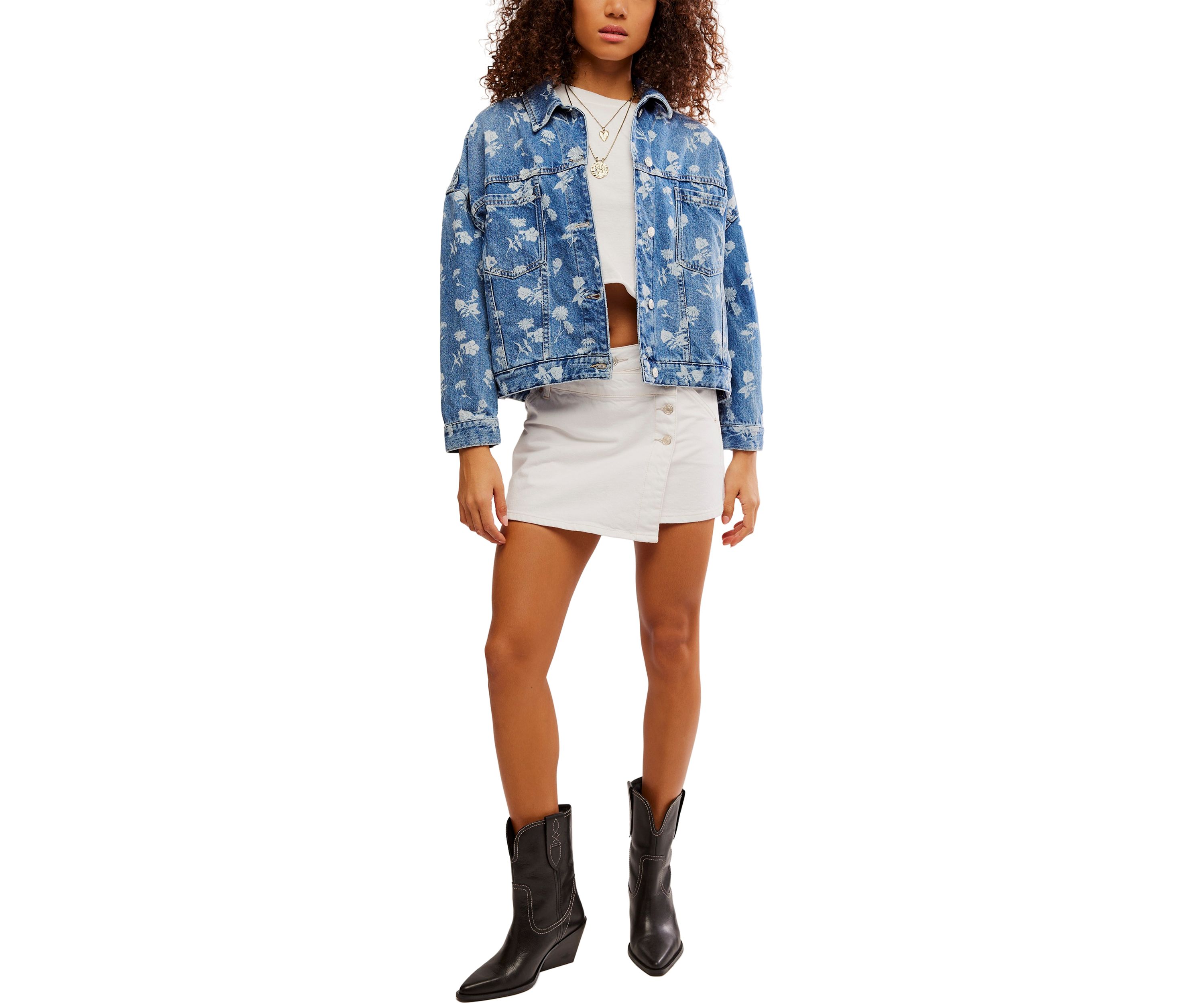 We The Free Opal Swing Floral-Printed Denim Jacket