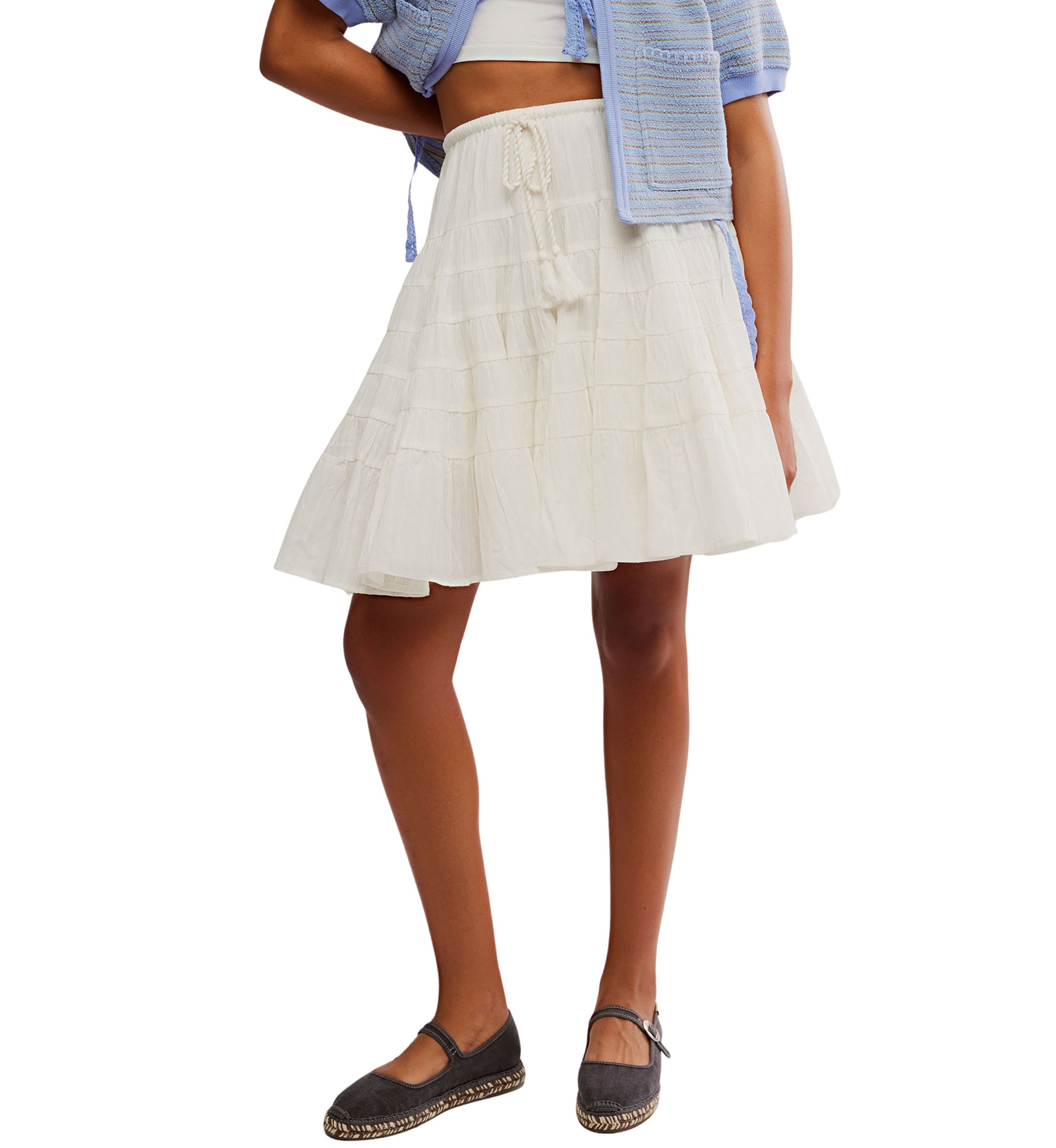 Many Layers Solid Midi Skirt
