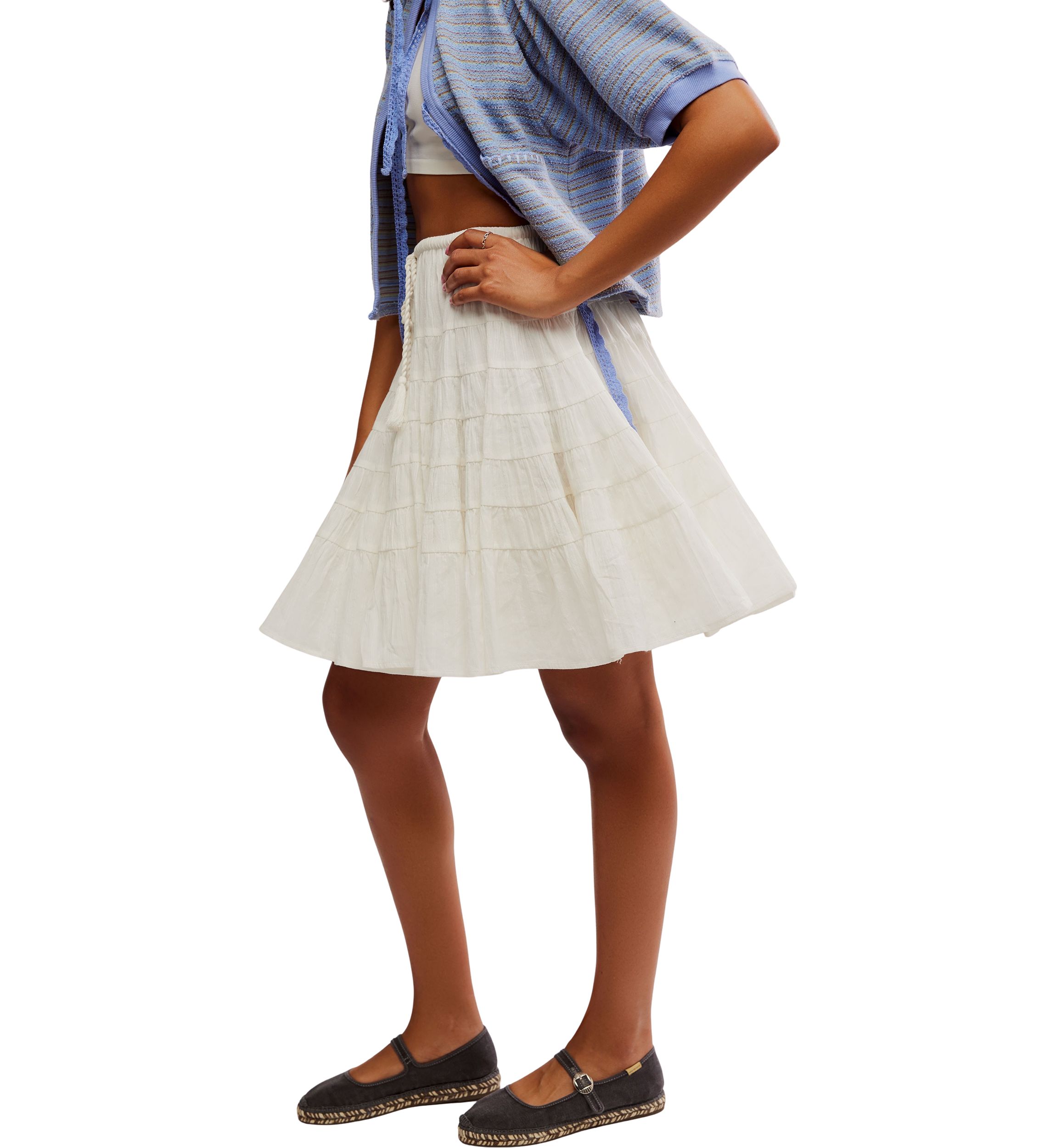 Many Layers Solid Midi Skirt
