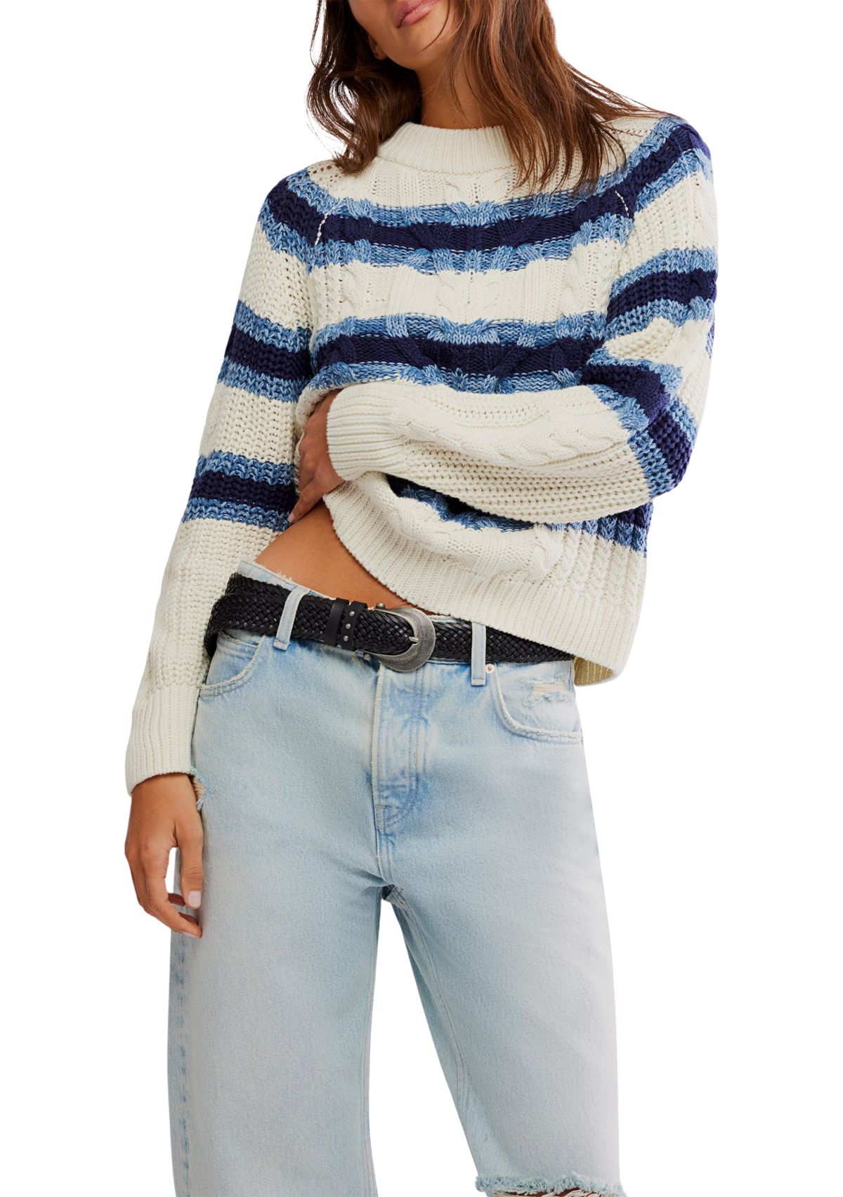 Frankie Cable Striped Pullover