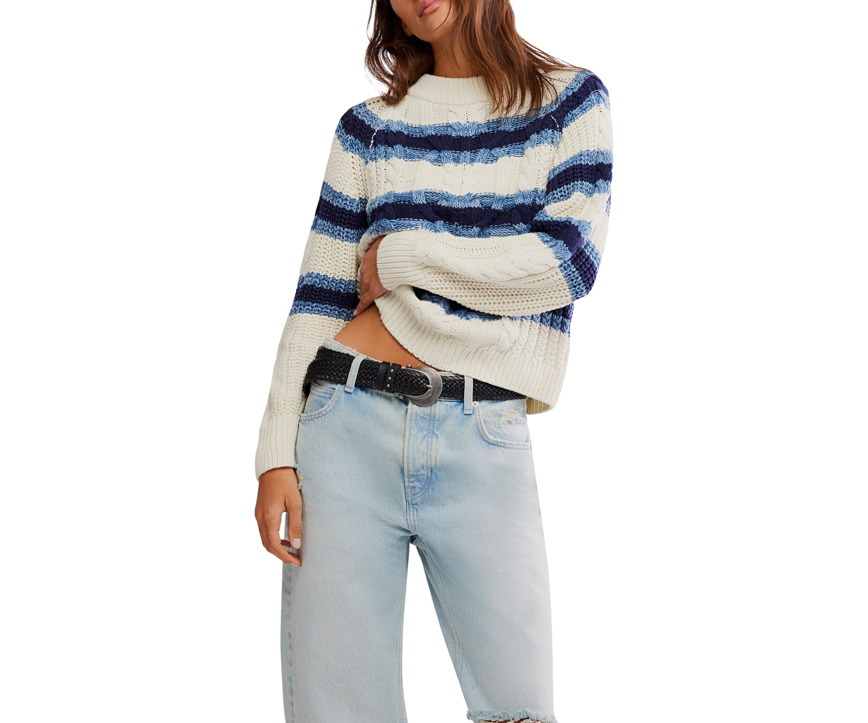 Frankie Cable Striped Pullover