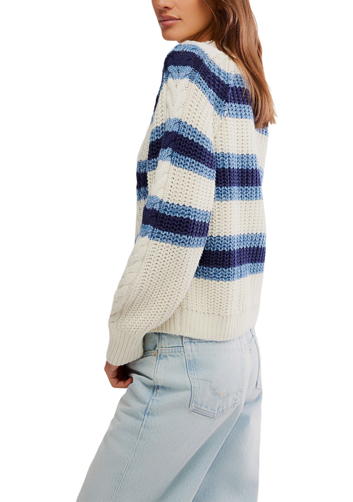 Frankie Cable Striped Pullover