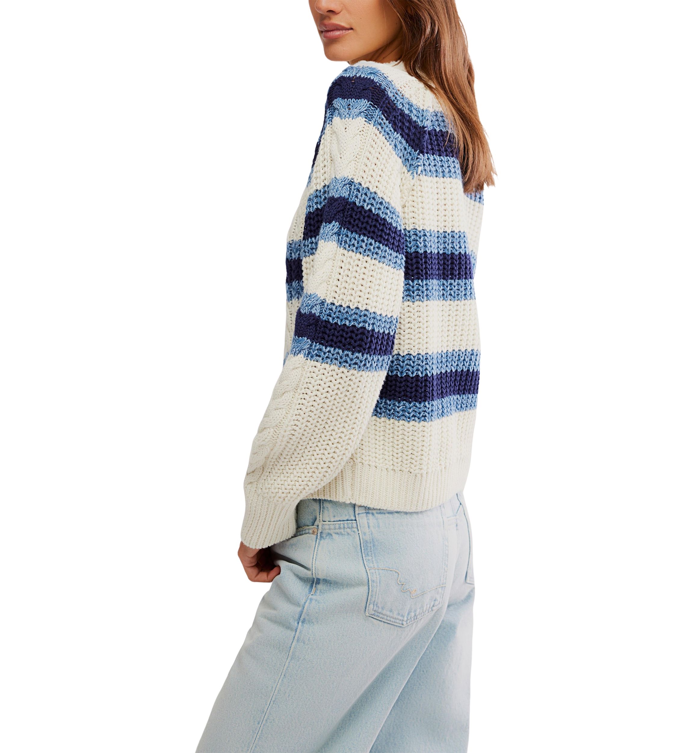 Frankie Cable Striped Pullover