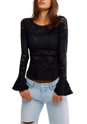 Free People Lace Layering Long Sleeve T-Shirt | Belk