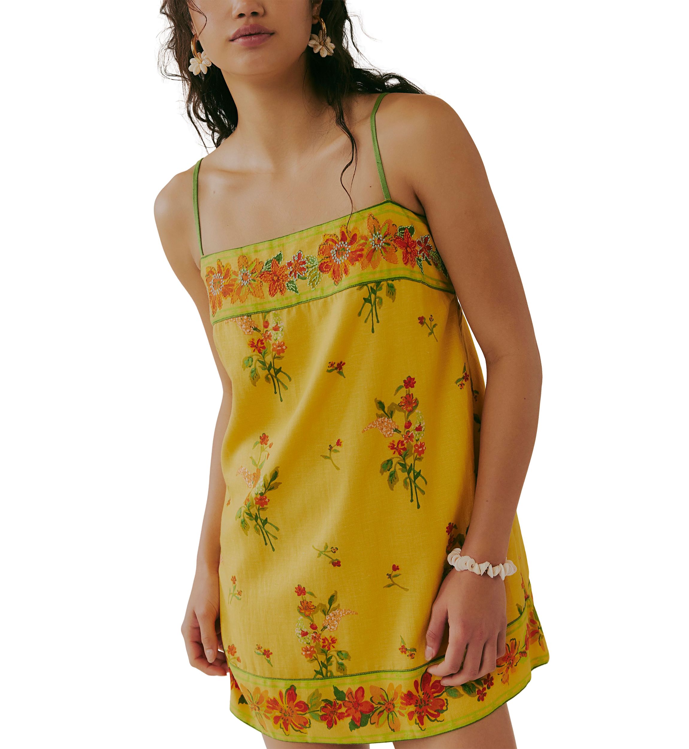 beige dresser ikea Farm Rio White Floral Print Beaded Straps Maxi Dress - BOPF
