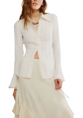 Free People Women's Melrose Top, White, XS