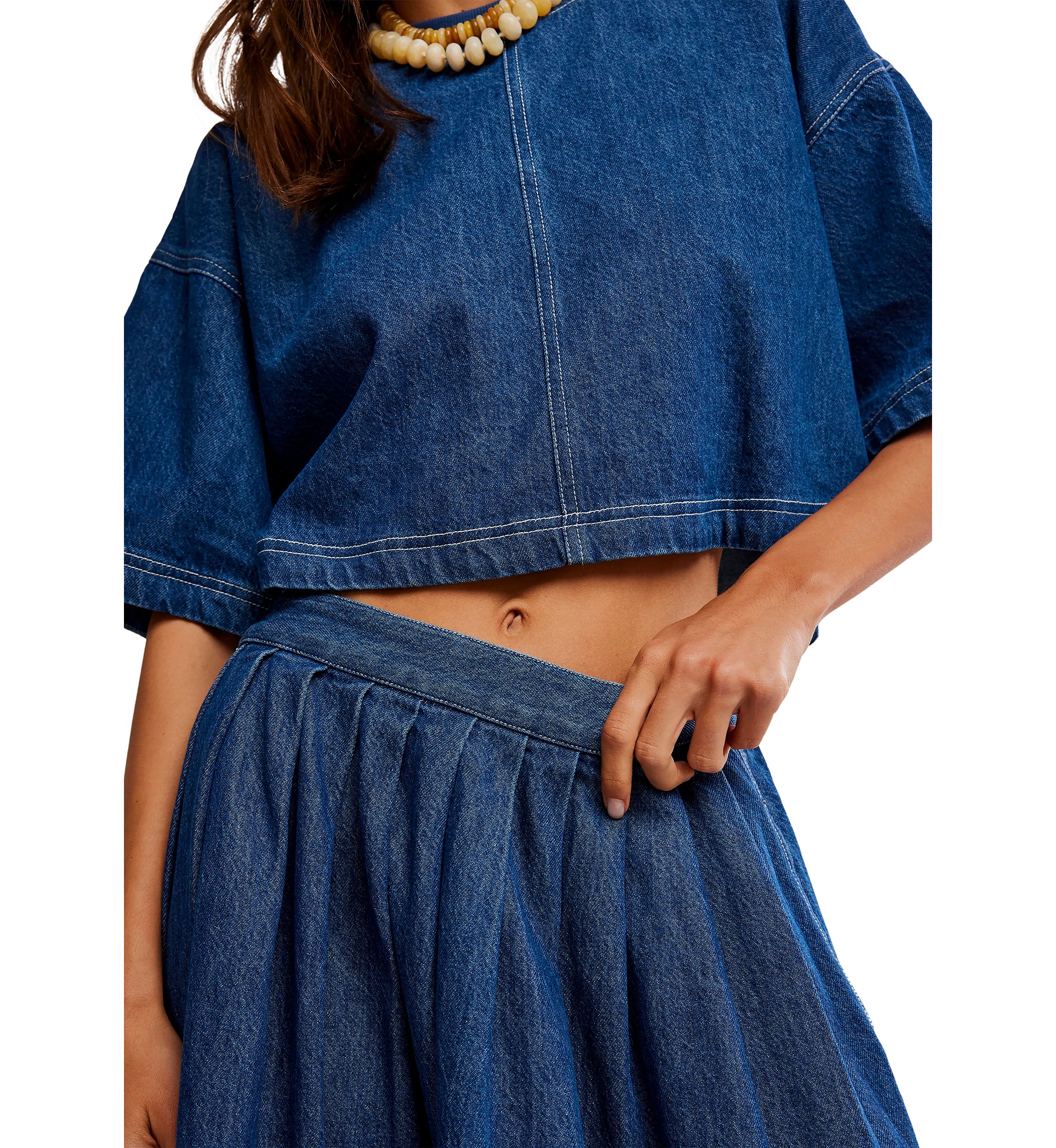 NWT FREE PEOPLE Curtain Call Denim Skirt Beltwaist goes up to 29: We The Free Off-Duty Denim Maxi Skirt | Free People main image 3