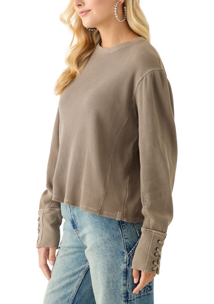 Lapis Cuff Crew Neck Long Sleeve T-Shirt