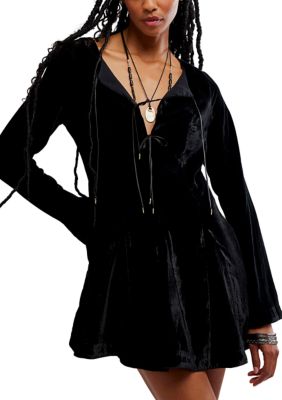 Free People Women's Linney Velvet Midi Dress, Black, 12