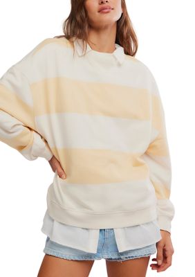 Free People Women's We The Free Classic Striped Oversized Crewneck Shirt