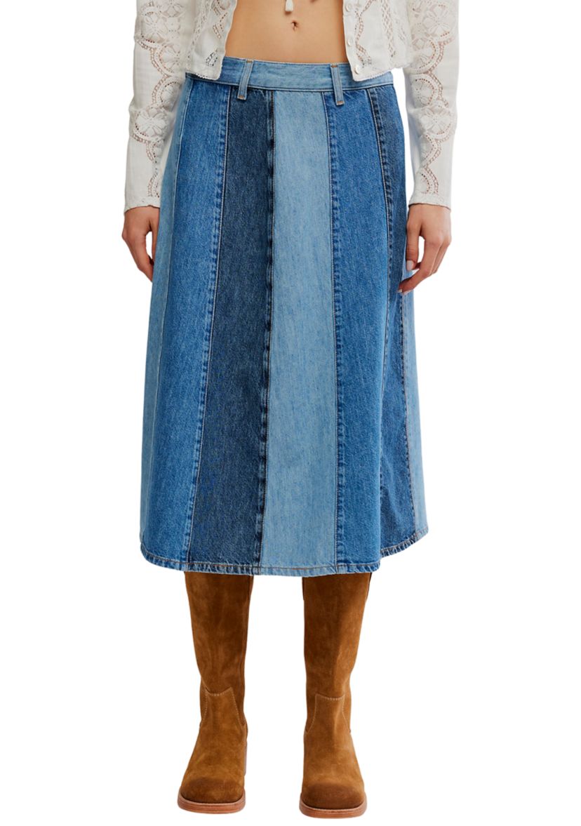 Free People Sunbeam Denim Midi Skirt | Belk