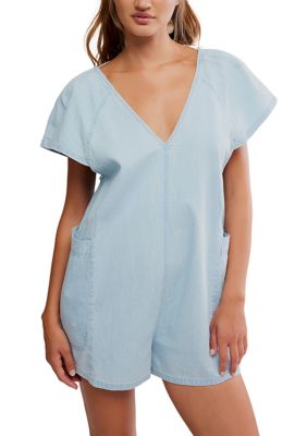 Free People Women's Free Fall Denim Romper, XL