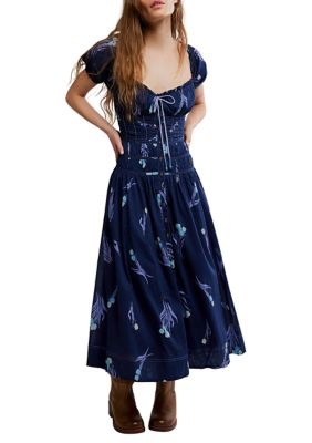 Free People Women's Complete Me Midi Skirt, Navy Blue, Medium