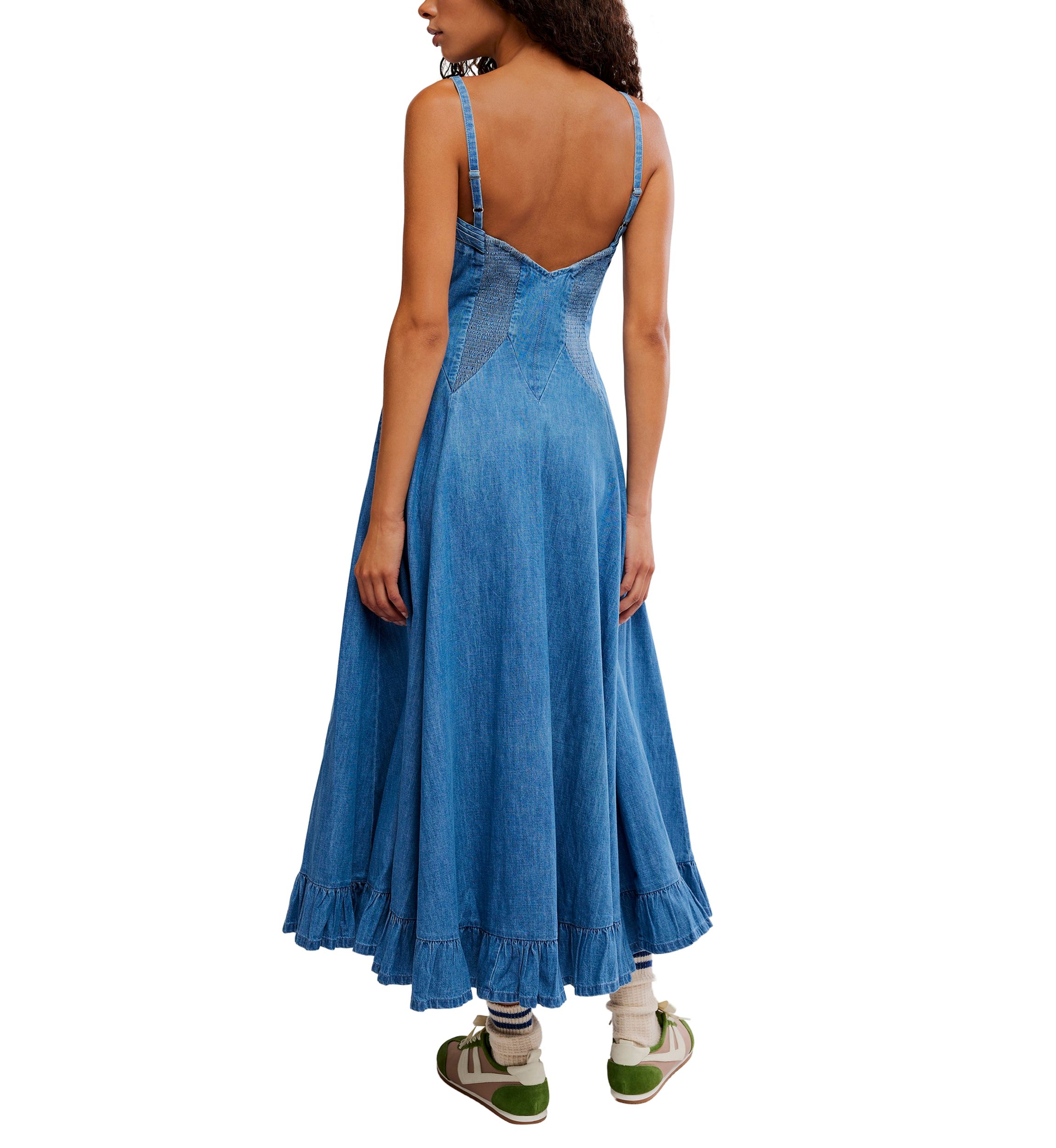 knee length dresses for ladies MINKPINK Aurora Strappy Midi Dress In Patchwork main image 1