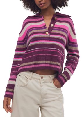 Free People Women's Trading Up Stripe Polo Sweater