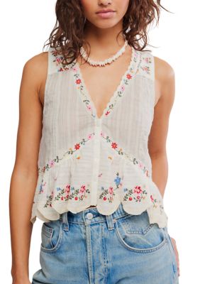 Free People Women's Ellis Embroidered Blouse