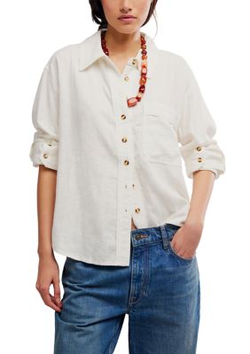 Free People Women's We The Free Laurel Linen Button Down Top