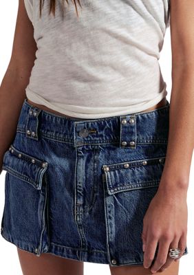 Free People Women's We The Free Hera Studded Denim Mini Skirt, 30