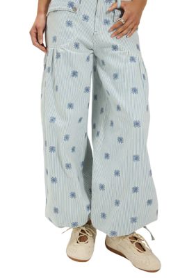 Free People Women's We The Free Lotus Embroidered Railroad Balloon Jeans
