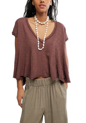 Free People Women's We The Free Swing Along With Me Cotton-Linen Tee, XL