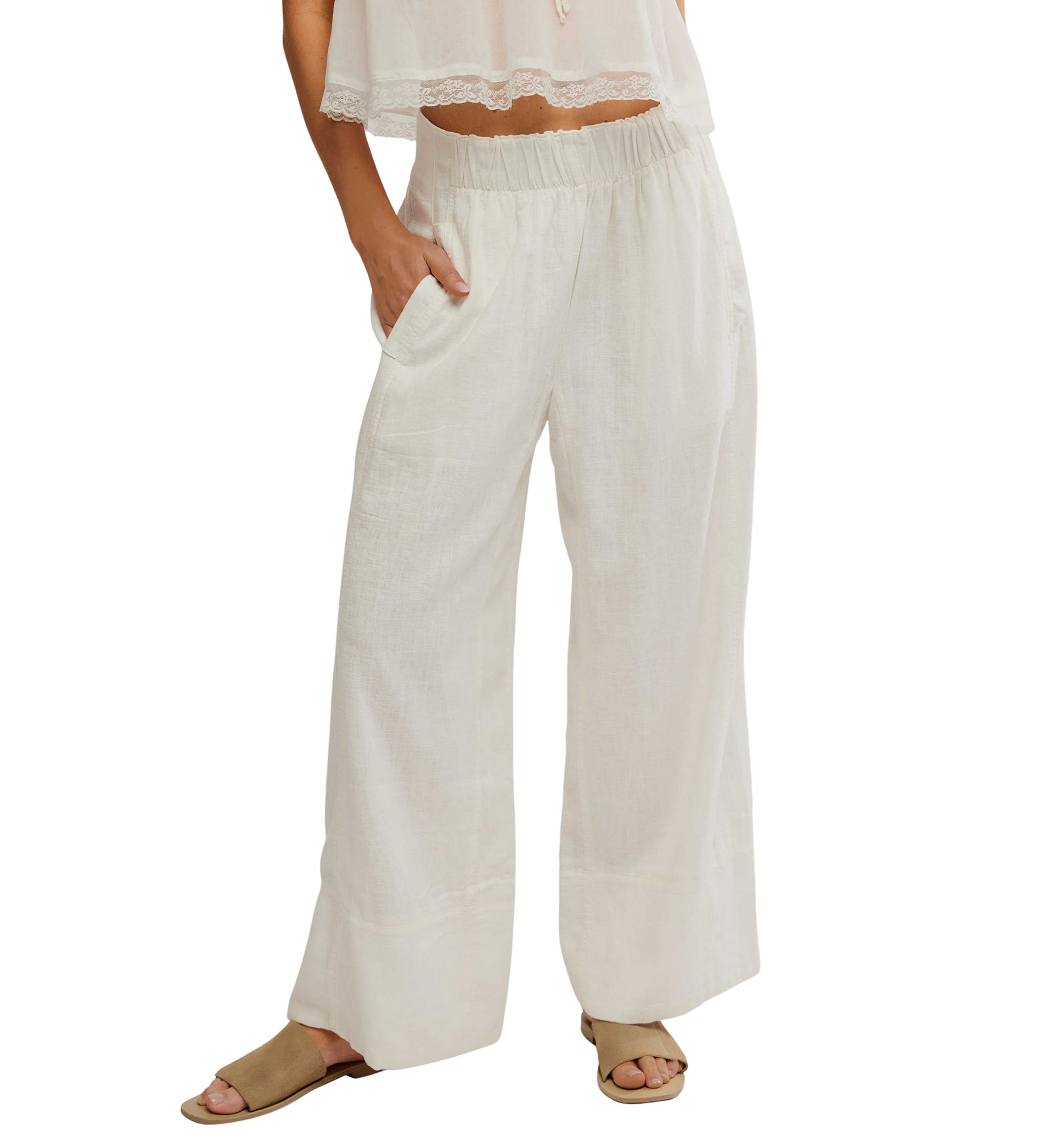 Free People Day's End Linen Pull-On Pants | Belk
