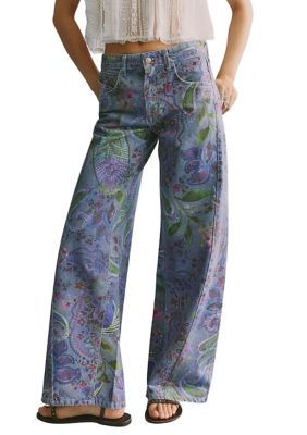 Free People Women's We The Free Alter Ego Wide-Leg Printed Jeans