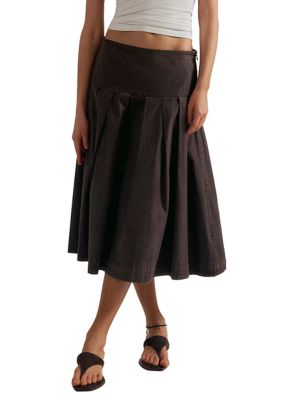 Free People Women's Skipper Pleated Mid Rise Chino Skirt