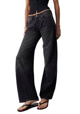 Free People Women's We The Free Fable Low-Rise Twisted Bowed Jeans