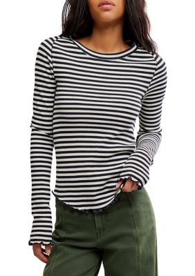 Free People Women's We The Free Easy Does It Striped Long Sleeve Tee