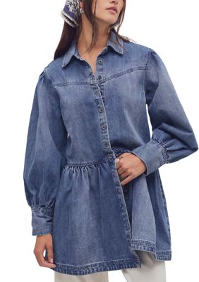 Free People Women's Marris Collared Denim Mini Dress