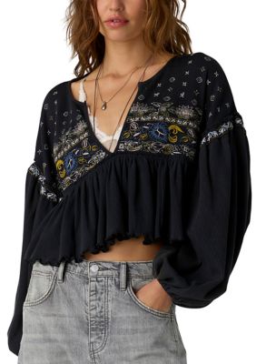Free People Women's We The Free Brynn Babydoll Top, Black, XL