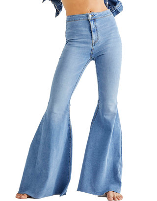 Free People Denim Just Float On Flare Jeans in Blue Womens Clothing Jeans Flare and bell bottom jeans 