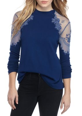 new directions three quarter double sleeve bar back printed top