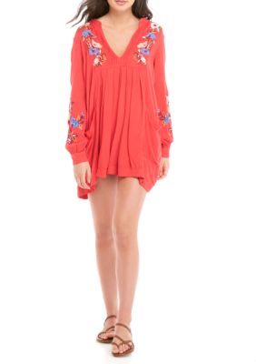 Free People Mia Gauze Embroidery Mini Dress