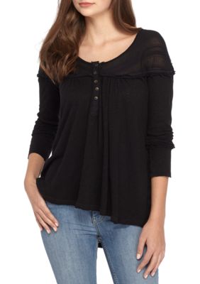 Free People Down Under Woven Trim Henley Top | belk