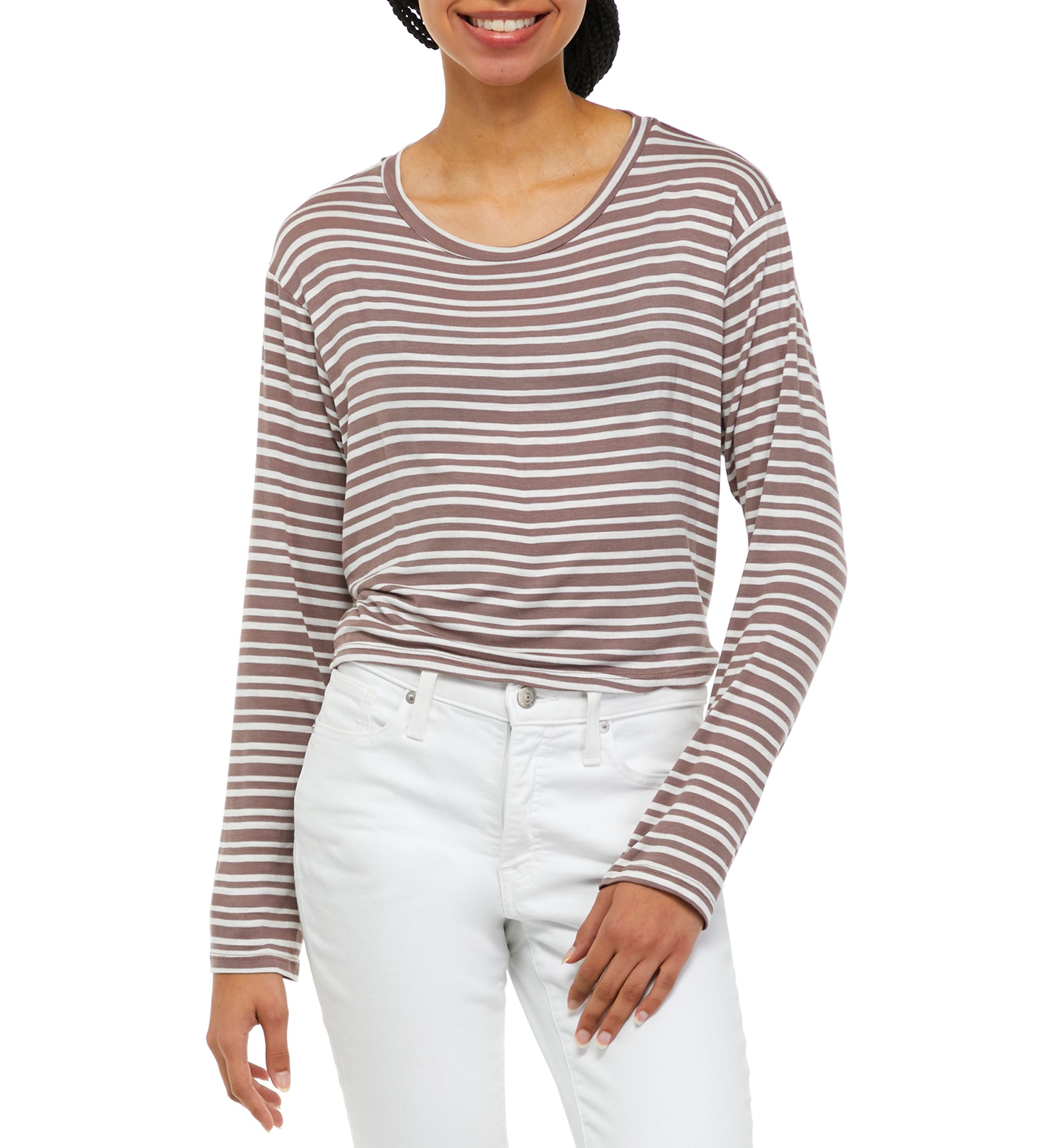 Juniors Long Sleeve Striped T-Shirt 