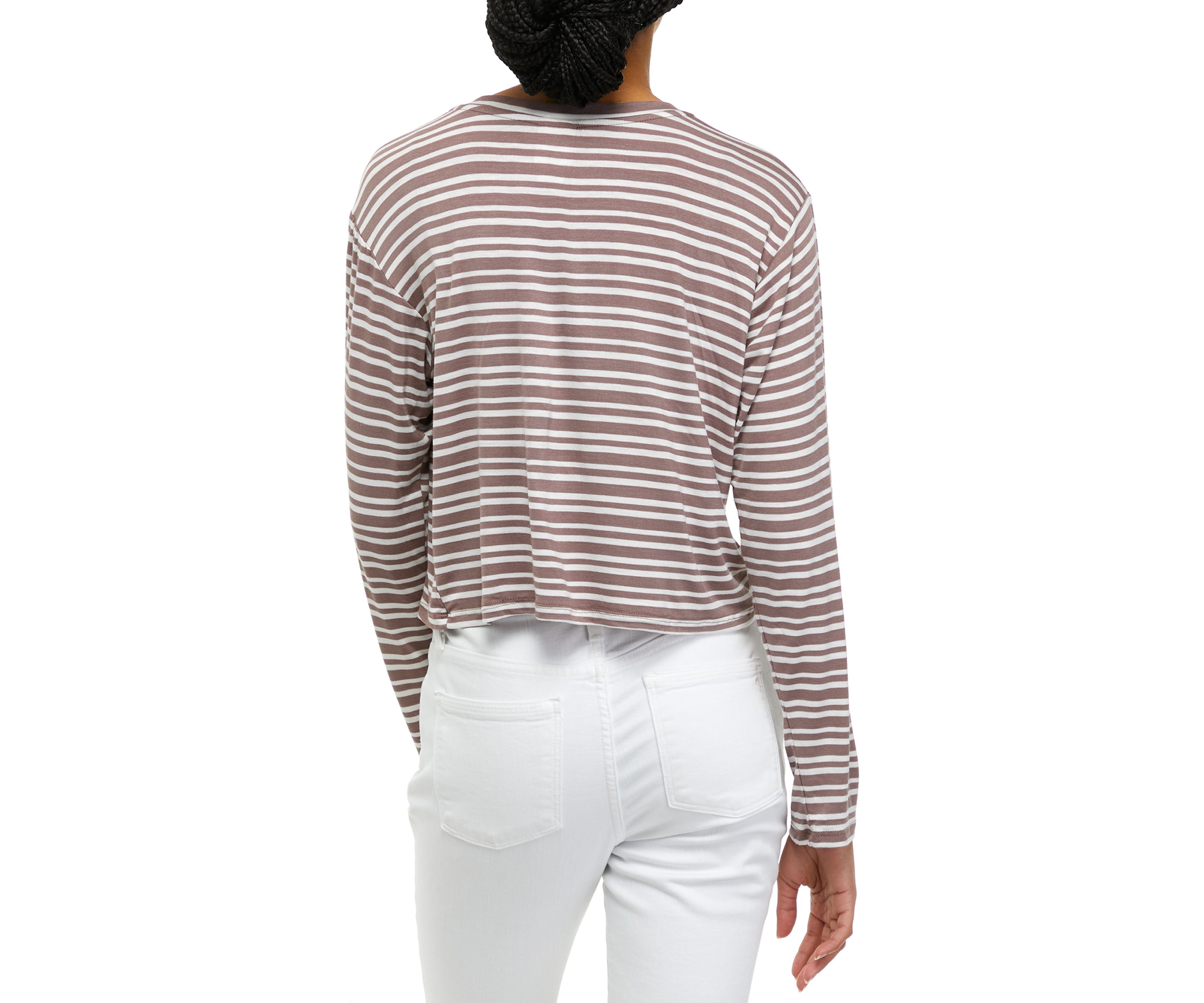 Juniors Long Sleeve Striped T-Shirt 