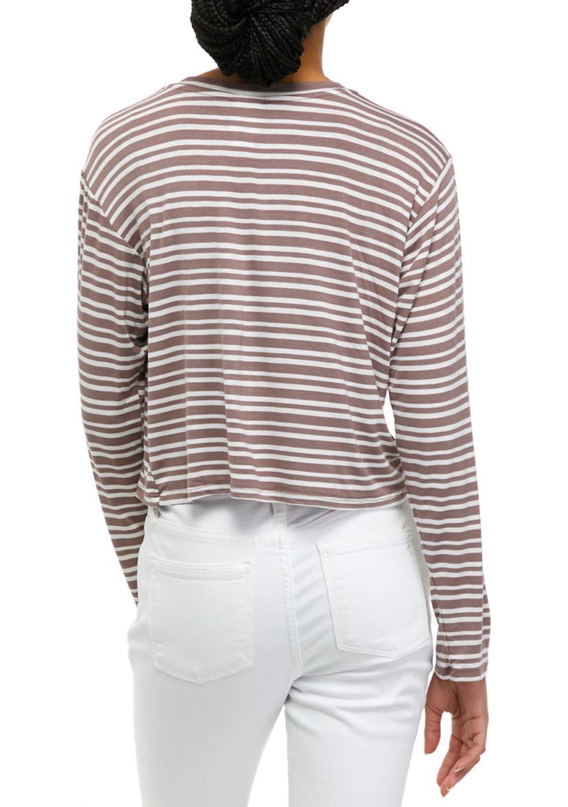 Juniors Long Sleeve Striped T-Shirt 